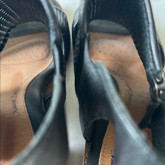 Sofft Black Perforated Leather Heel Sandals - Picture 6 of 7